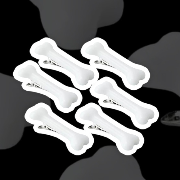 Pair of White Bone Hair Clips - Picture 1 of 6